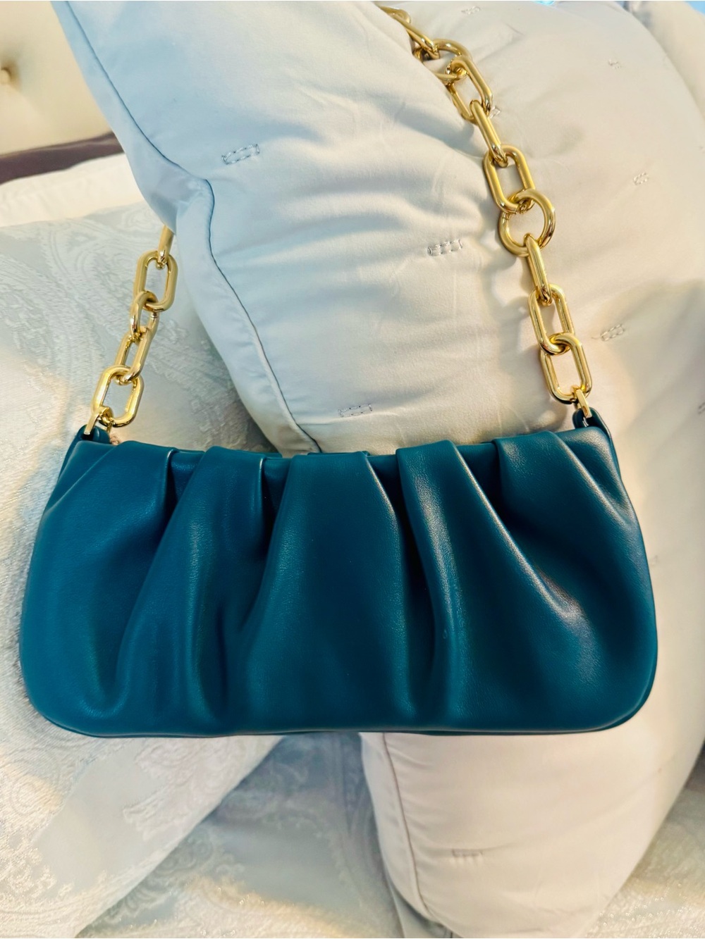 a new day Teal Shoulder Bag with Gold Chain